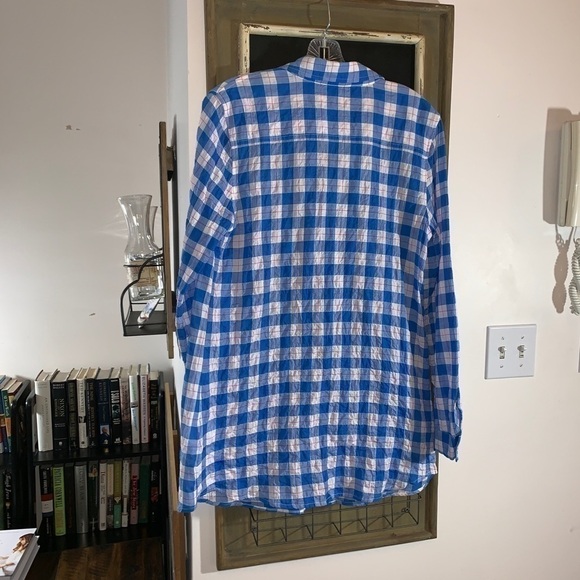 J.McLaughlin Wren Tunic Blue Gingham Check Button Down Shirt Size Small - Picture 4 of 10